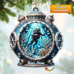 Maxcorners Custom Name Diving Ornament, Christmas Gift for Diving Lover 2D Flat LM2111