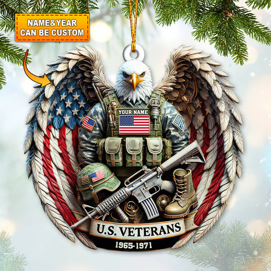 Maxcorners Custom Name U.S. Veteran Ornament Ornament, U.S. Veteran Memorial Christmas Gift5 2D Flat LM2111