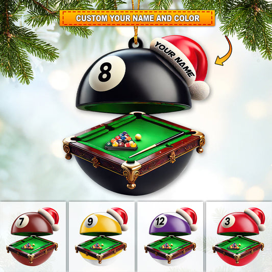 Maxcorners Custom Name Billiard Ornament, Billiard Lover Christmas Gift70 2D Flat LM2111