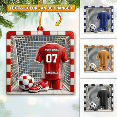 Maxcorners Custom Name and Number Handball Ornament, Christmas Gift for Handball Lovers 2D Flat LM2211