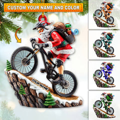 Maxcorners Custom Name Mountain Bike Ornament, Santa Mountain Bike Christmas Gift 2D Flat LM2111