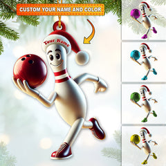 Maxcorners Custom Name Bowling Ornament, Bowling Lover Christmas Gift 2D Flat LM2211