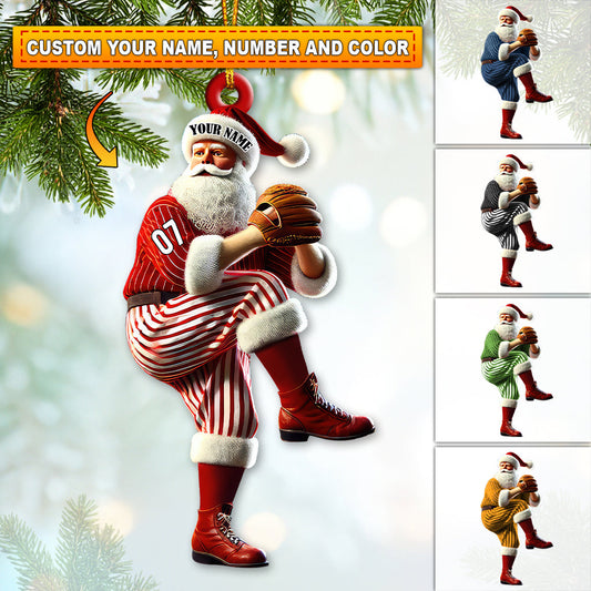 Maxcorners Custom Name and Number Baseball Ornament, Baseball Team Christmas Gift 2D Flat LM2111