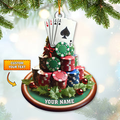 Maxcorners Custom Name Poker Ornament, Poker Christmas Gift 2D Flat LM2211