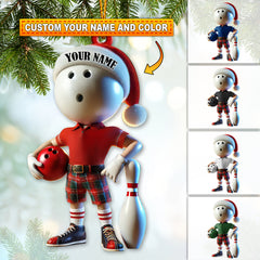 Maxcorners Custom Name Bowling Ornament, Bowling Christmas Gift 2D Flat LM2111