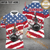 Maxcorners American Flag Patriotic Bowling Jersey Personalized Name, Team Name 3D Shirt