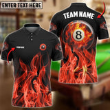 Maxcorners Billiards Ball 8 Heavenly Flame Personalized Name, Team Name Unisex Shirt ( 4 Colors )