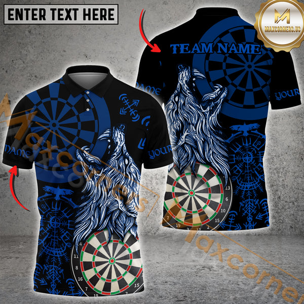 Maxcorners Darts Wolf Viking Style Multicolor Option Customized Name, Team Name 3D Shirt