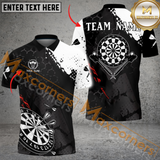 Maxcorners Darts Black White Pattern Customized Name, Team Name 3D Polo Shirt