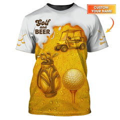 Maxcorners Personalized Golf Shirt, Golf And Beer Shirt For Golfer, Crazy Golf Shirt For Beer Lover, Golf Gift For Men