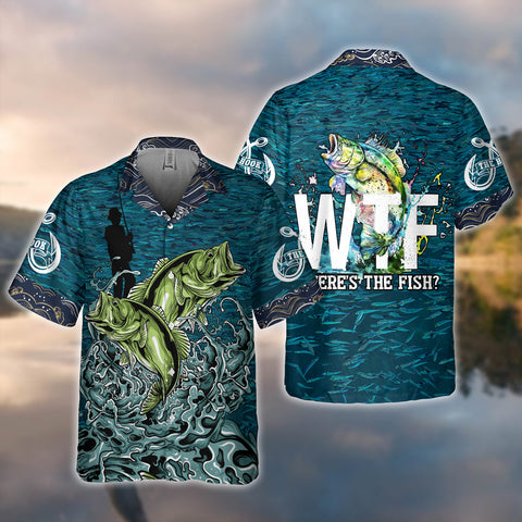 Maxcorners Bass Fishing Wtf All Over Print 3D Hawaiian Shirt