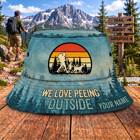 Maxcorners Hiking Retro Sunset Camping Outdoors Personalized Name 3D Cap