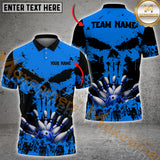 Maxcorners Bowling Grunge Skull Multicolor Option Customized Name, Team Name 3D Shirt