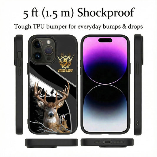 Maxcorners Billiards Black Gold Dragon 8 Ball Personalized Name Phone Case