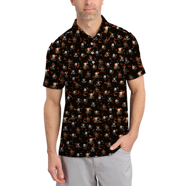 Maxcorners Pattern Golf Shirt For Golfer, Halloween Golf Shirt, Crazy Golf Shirt For Men, Funny Golf Shirt Of Halloween