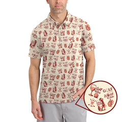 Maxcorners Funny Golf Polos For Wine Lovers, Golf And Wine Pattern Shirt, Golf Gift For Women