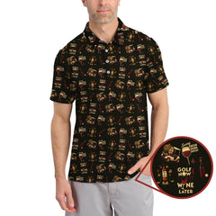 Maxcorners Wine Golf Shirt, Funny Ladies Golf Shirt, Wine And Golf Cart Pattern Polos
