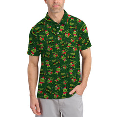Maxcorners Funny Pattern Golf Shirt, Pug Golf Shirt For Men, Pugrinch Golf Shirt For Golfer