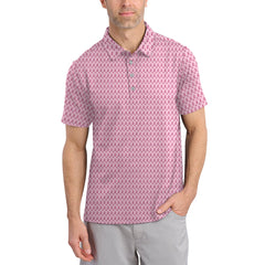 Maxcorners Funny Pattern Golf Shirt, Pink Golf Shirt For Women, Breast Cancer Golf Shirt For Golfer
