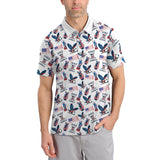 Maxcorners Golf Of America Pattern Golf Polos, USA Golf Shirt For Men, Crazy Golf Shirt For Golfers