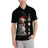 Maxcorners Personalized Christmas Golf Shirt, Snowman Playing Golf With Custom Name, Funny Golf Shirt For Men