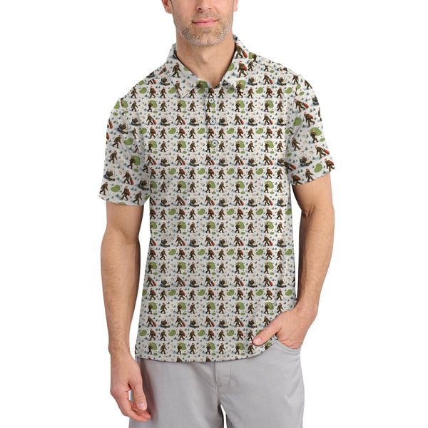 Maxcorners Pattern Golf Shirt For Men, Funny Christmas Golf Shirt, Bigfoot Golf Shirt
