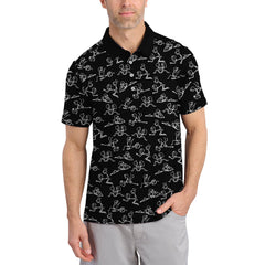 Maxcorners Funny Golf Shirt For Golfer, Stick Figure Pattern Golf Shirt, Crazy Golf Shirt For Men