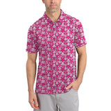 Maxcorners American Tatas Funny Golf Shirt, Pattern Golf Polos For Women,Breast Cancer Golf Shirt For Golfers