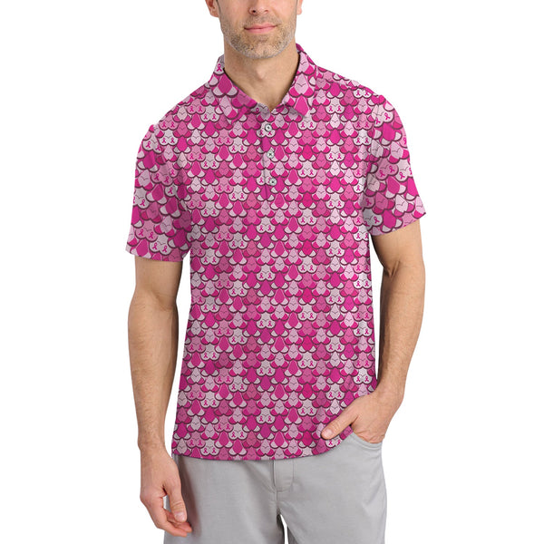 Maxcorners American Tatas Funny Golf Shirt, Pattern Golf Polos For Women,Breast Cancer Golf Shirt For Golfers