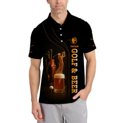 Maxcorners Golf & Beer Polos, Funny Beer Golf Shirt For Men's, Custom Name Golf Shirts For Beer Lovers