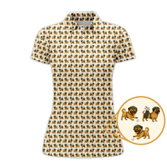 Maxcorners Pug Pattern Golf Shirt - Dog Golf Polos For Pet Lovers - Funny Golf Shirts For Golfers