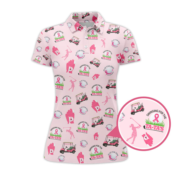 Maxcorners Breast Cancer Golf Shirt, Pattern Golf Shirt, Crazy Golf Shirt For Golfer