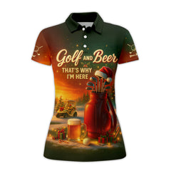Maxcorners Personalized Christmas Golf Shirt, Funny Xmas Golf Shirt With Custom Name, Golf And Beer Shirt For Men
