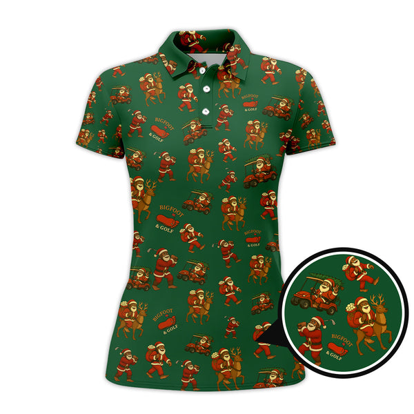 Maxcorners Christmas Golf Shirt, Funny Pattern Golf Shirt, Bigfoot Golf Shirt For Men