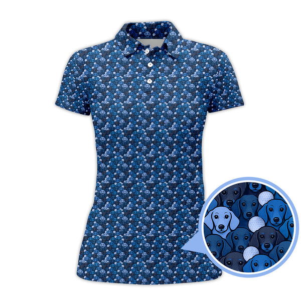 Maxcorners Dachshund Dog Pattern Golf Shirt, Funny Dachshund Golf Shirt For Dog Lovers, Golf Gift For Men's