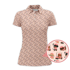 Maxcorners Pattern Golf Shirt For Men, Dachshund Golf Shirt For Golfer, Breast Cancer Golf Shirt For Dog Lovers