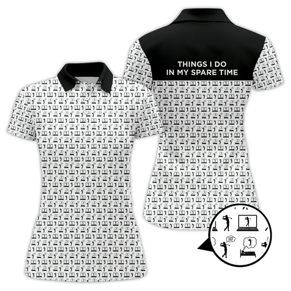 Maxcorners Funny Golf Shirt For Men, "Things I Do in My Spare Time " Shirts, Pattern Golf Polos, Best Gifts For Golfers