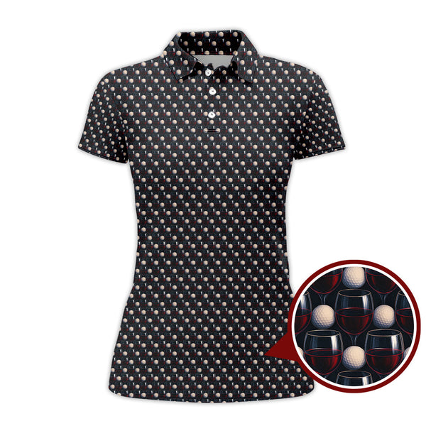Maxcorners Golf Wine Polos For Golfers, Pattern Golf Shirt, Crazy Golf Shirt For Men