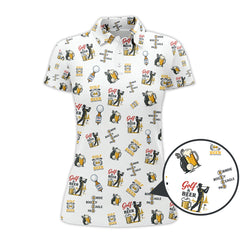 Maxcorners Golf and Beer Pattern Polos For Men, Funny Golf Shirt, Golf Gifts For Golfers