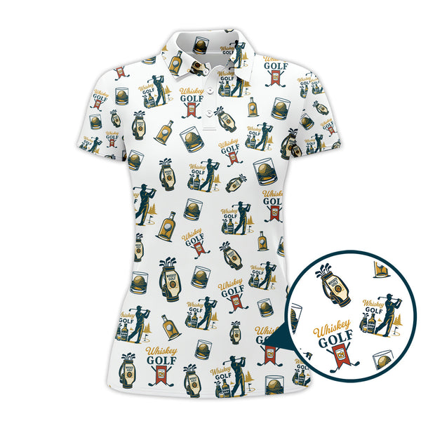 Maxcorners Whiskey Golf Shirt, Pattern Golf Polos For Men's, Golf Gift For Golfers