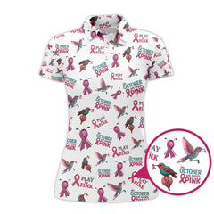 Maxcorners Breast Cancer Golf Shirt, Pattern Golf Shirt, In October We Wear Pink Polos, Crazy Golf Shirt For Golfer