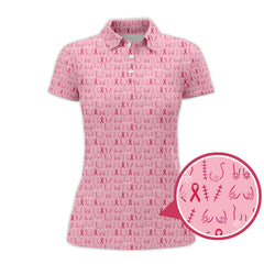 Maxcorners Breast Cancer Golf Shirt, Ladies Golf Shirts, Pink Pattern Golf Shirt For Golfer