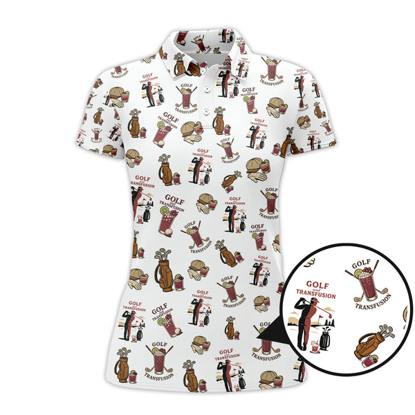 Maxcorners Transfusion Golf Shirt, Golf Transfusion Drink Pattern Polos, Men's Golf Shirts