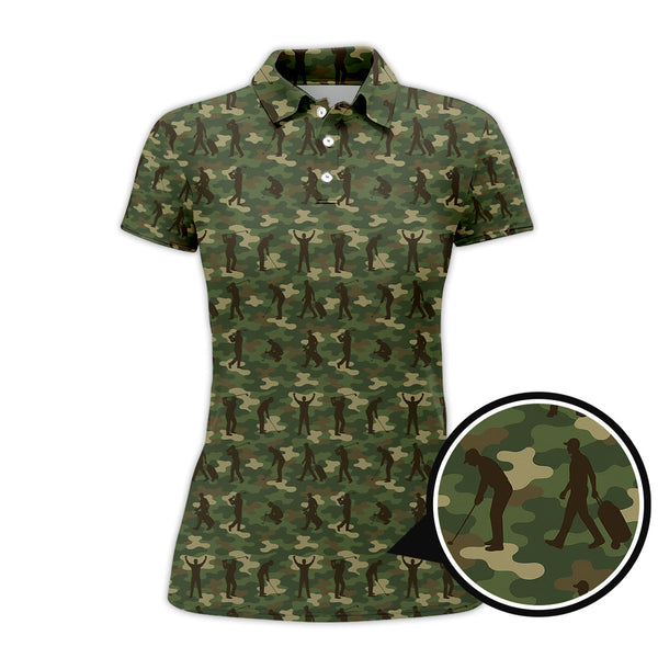 Maxcorners Camo Golf Shirt For Golfer, Camo Polo Shirt, Pattern Golf Shirt For Veteran, Golf Gift For Men