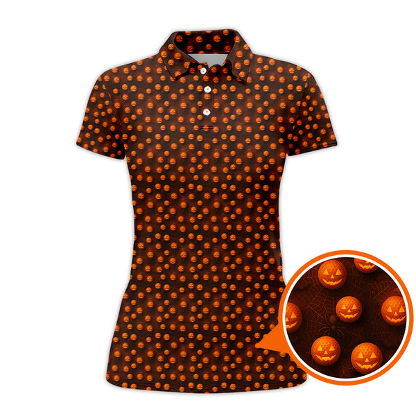 Maxcorners Pumpkin Pattern Golf Shirt For Men, Halloween Golf Shirt, Funny Halloween Golf Polos For Golfer