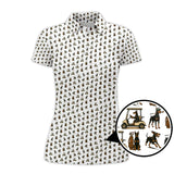 Maxcorners Doberman Pattern Golf Polos, Dog Golf Shirt For Golfers, Crazy Golf Shirts