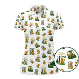 Maxcorners Golden Retriever Pattern Golf Shirt For Men's, Crazy Golf Polos, Funny Golf Shirts For Golfers