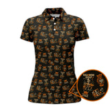 Skeleton Pattern Golf Shirts, Funny Golf Polos For Men, Halloween Golf Shirt For Golfers