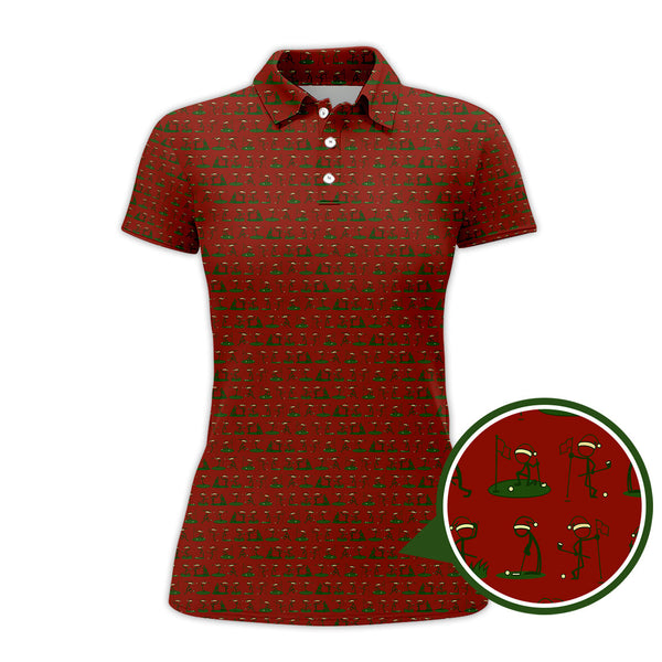 Maxcorners Christmas Golf Shirt, Funny Pattern Golf Shirt, Xmas Golf Shirt For Golfer
