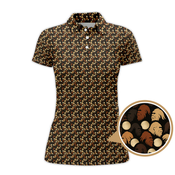 Maxcorners  Sasquatch Pattern Golf Shirt, Bigfoot Golf Shirt For Golfer, Crazy Golf Shirt For Men